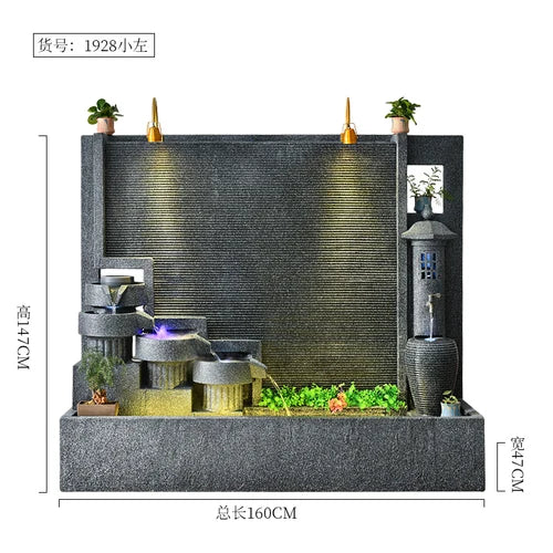 Water curtain wall, flowing water wall, waterscape villa landscape opening, lucky courtyard screen decoration, European floor