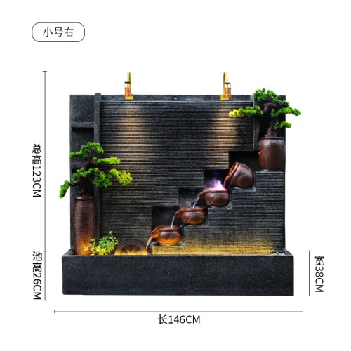 Water curtain wall, flowing water wall, waterscape villa landscape opening, lucky courtyard screen decoration, European floor