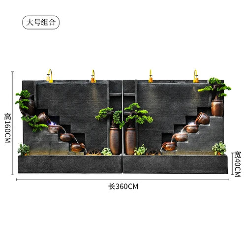 Water curtain wall, flowing water wall, waterscape villa landscape opening, lucky courtyard screen decoration, European floor