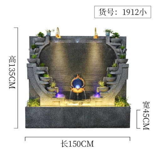 Water curtain wall, flowing water wall, waterscape villa landscape opening, lucky courtyard screen decoration, European floor
