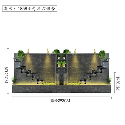 Water curtain wall, flowing water wall, waterscape villa landscape opening, lucky courtyard screen decoration, European floor
