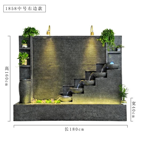 Water curtain wall, flowing water wall, waterscape villa landscape opening, lucky courtyard screen decoration, European floor
