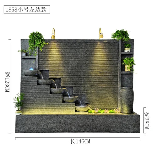 Water curtain wall, flowing water wall, waterscape villa landscape opening, lucky courtyard screen decoration, European floor