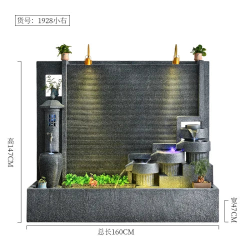 Water curtain wall, flowing water wall, waterscape villa landscape opening, lucky courtyard screen decoration, European floor