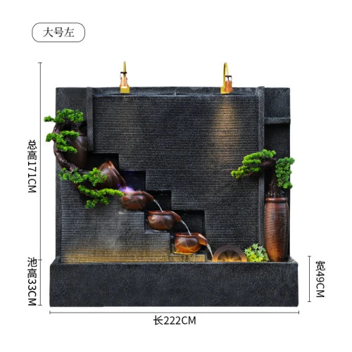 Water curtain wall, flowing water wall, waterscape villa landscape opening, lucky courtyard screen decoration, European floor