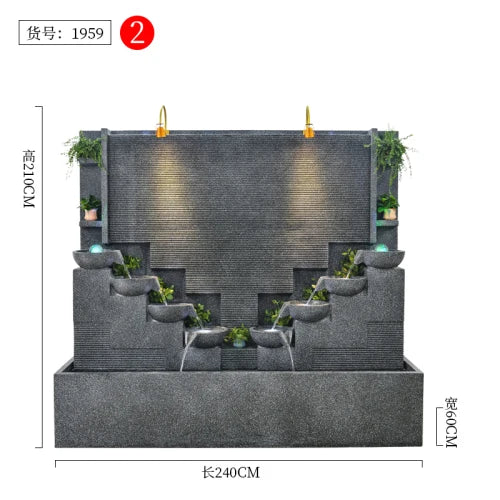 Water curtain wall, flowing water wall, waterscape villa landscape opening, lucky courtyard screen decoration, European floor