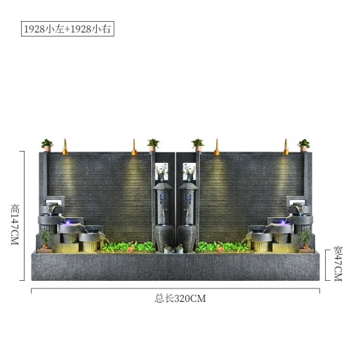 Water curtain wall, flowing water wall, waterscape villa landscape opening, lucky courtyard screen decoration, European floor