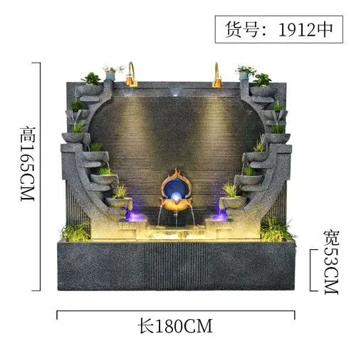 Water curtain wall, flowing water wall, waterscape villa landscape opening, lucky courtyard screen decoration, European floor