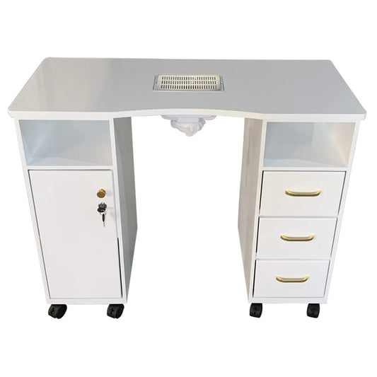 White nail table simple and economical painting vacuum cleaner nail table environmental protection single manicure with drawer.