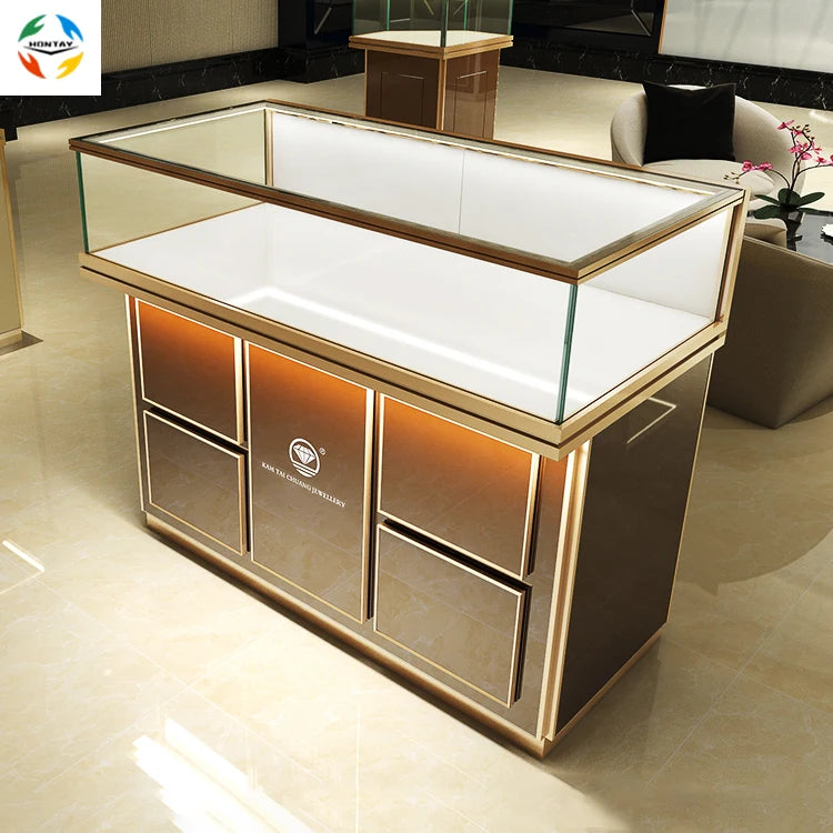 Wholesale Price Superb Quality Glass Metal Frame Drawer Streamline Display Retail Store Used Jewelry Showcase