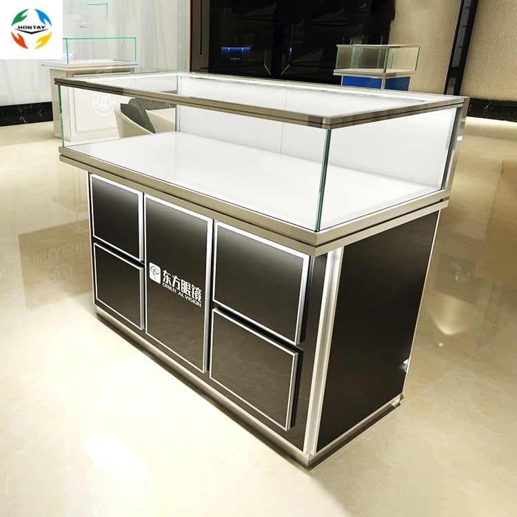 Wholesale Price Superb Quality Glass Metal Frame Drawer Streamline Display Retail Store Used Jewelry Showcase