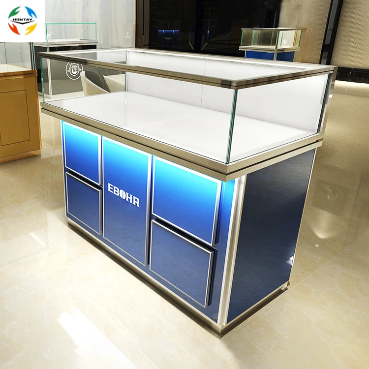 Wholesale Price Superb Quality Glass Metal Frame Drawer Streamline Display Retail Store Used Jewelry Showcase