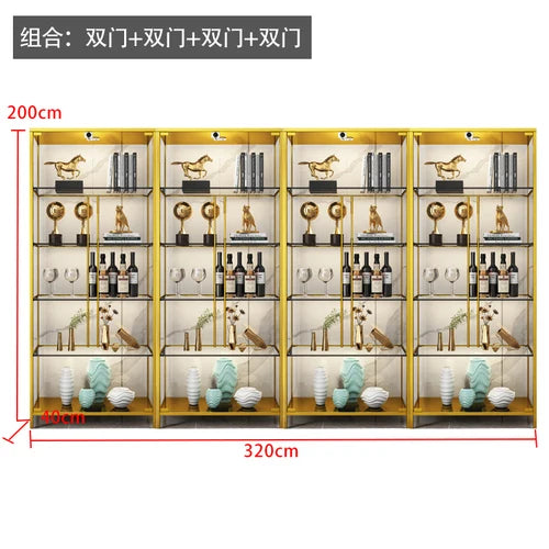Wine display cabinet, modern and simple household light luxury cabinet, wall facing living room, transparent glass LEGO