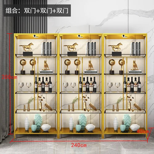 Wine display cabinet, modern and simple household light luxury cabinet, wall facing living room, transparent glass LEGO