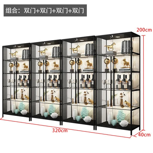 Wine display cabinet, modern and simple household light luxury cabinet, wall facing living room, transparent glass LEGO