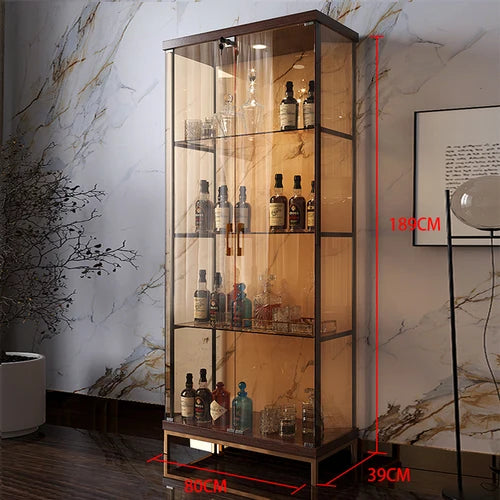 Wine display cabinet, modern and simple household light luxury cabinet, wall facing living room, transparent glass LEGO