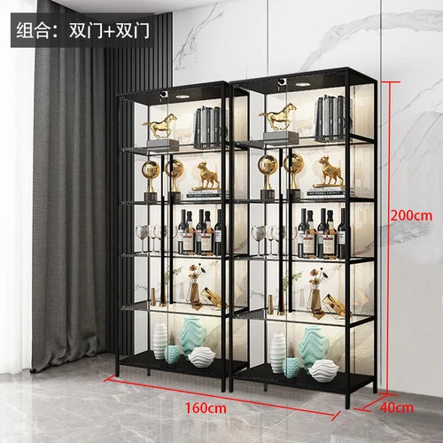 Wine display cabinet, modern and simple household light luxury cabinet, wall facing living room, transparent glass LEGO