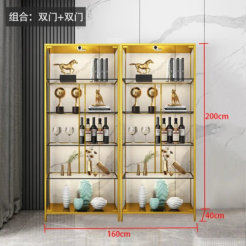 Wine display cabinet, modern and simple household light luxury cabinet, wall facing living room, transparent glass LEGO