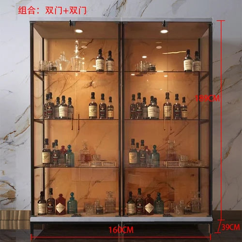 Wine display cabinet, modern and simple household light luxury cabinet, wall facing living room, transparent glass LEGO