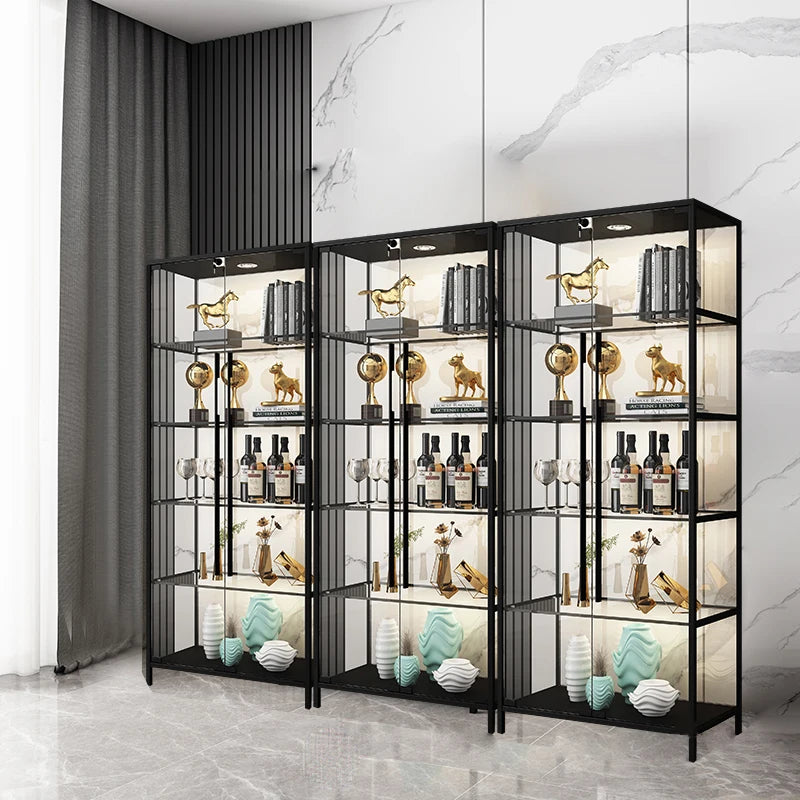 Wine display cabinet, modern and simple household light luxury cabinet, wall facing living room, transparent glass LEGO