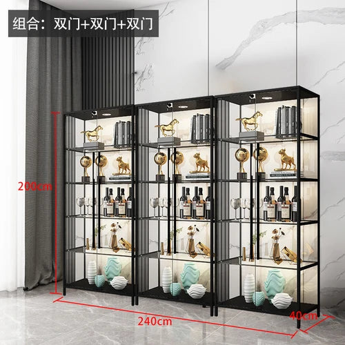 Wine display cabinet, modern and simple household light luxury cabinet, wall facing living room, transparent glass LEGO