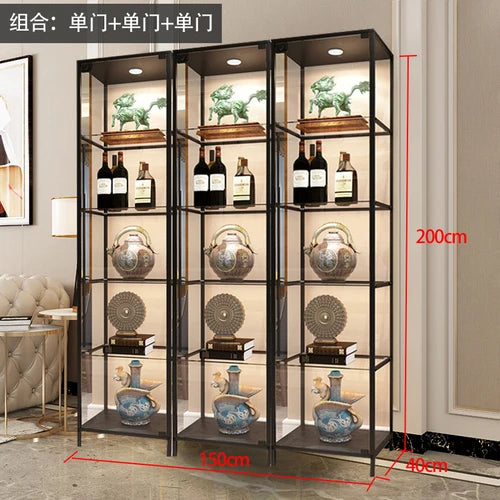 Wine display cabinet, modern and simple household light luxury cabinet, wall facing living room, transparent glass LEGO