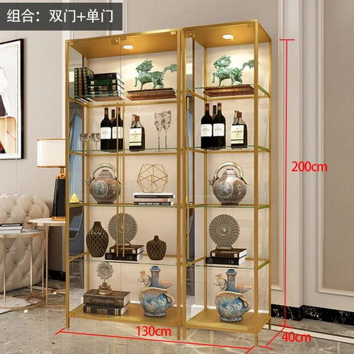 Wine display cabinet, modern and simple household light luxury cabinet, wall facing living room, transparent glass LEGO