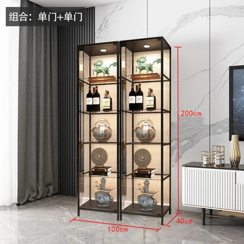 Wine display cabinet, modern and simple household light luxury cabinet, wall facing living room, transparent glass LEGO