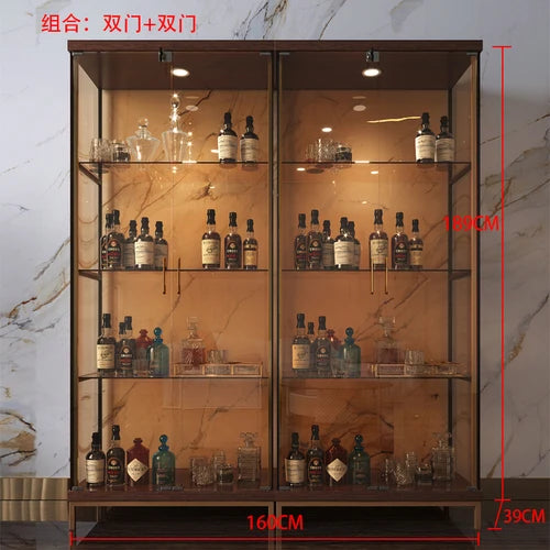 Wine display cabinet, modern and simple household light luxury cabinet, wall facing living room, transparent glass LEGO