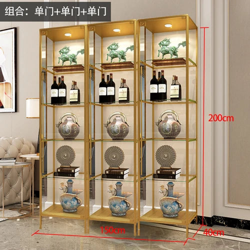 Wine display cabinet, modern and simple household light luxury cabinet, wall facing living room, transparent glass LEGO