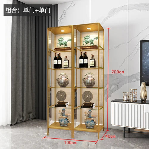 Wine display cabinet, modern and simple household light luxury cabinet, wall facing living room, transparent glass LEGO