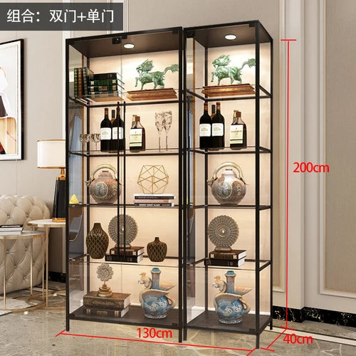 Wine display cabinet, modern and simple household light luxury cabinet, wall facing living room, transparent glass LEGO