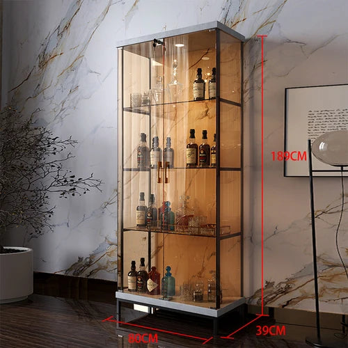 Wine display cabinet, modern and simple household light luxury cabinet, wall facing living room, transparent glass LEGO
