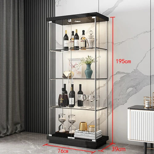 Wine display cabinet, modern and simple household light luxury cabinet, wall facing living room, transparent glass LEGO