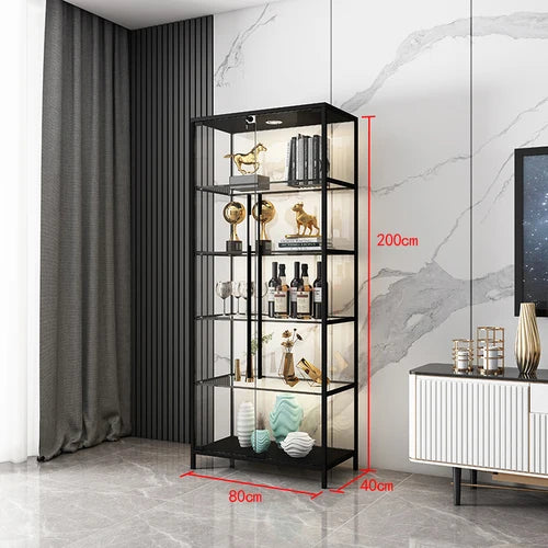 Wine display cabinet, modern and simple household light luxury cabinet, wall facing living room, transparent glass LEGO