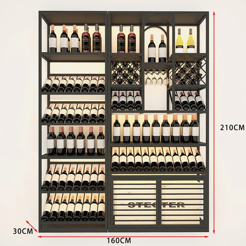 Winery luxury floor type foreign wine red wine shelf bar iron Baijiu against the wall wine