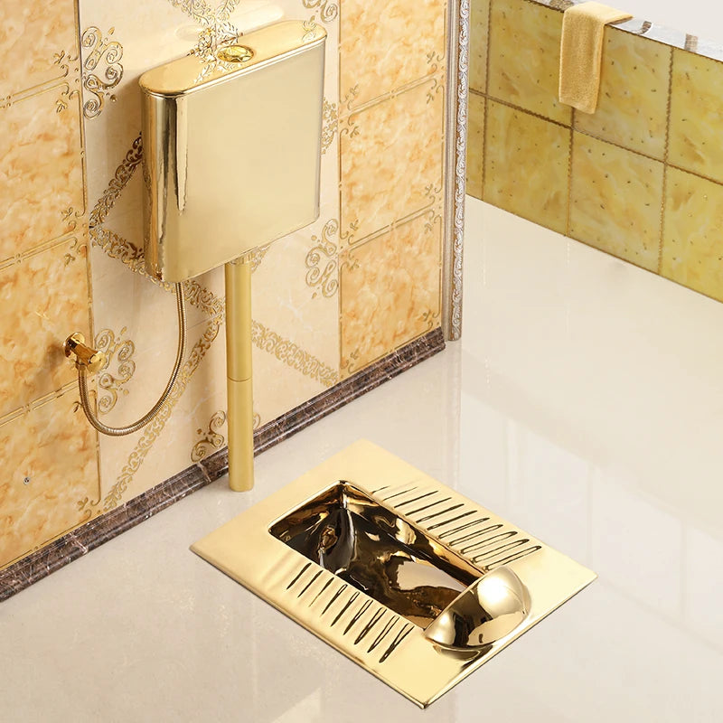 With baffle head golden squat toilet flush tank set ceramic European toilet anti-blocking anti-odor concealed squat toilet squat