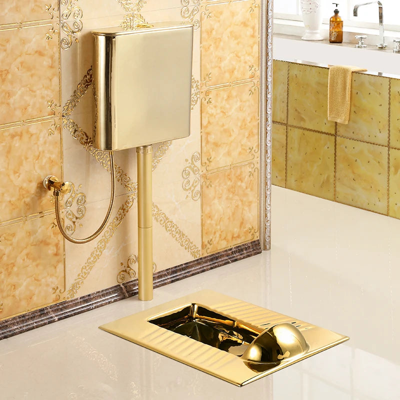 With baffle head golden squat toilet flush tank set ceramic European toilet anti-blocking anti-odor concealed squat toilet squat