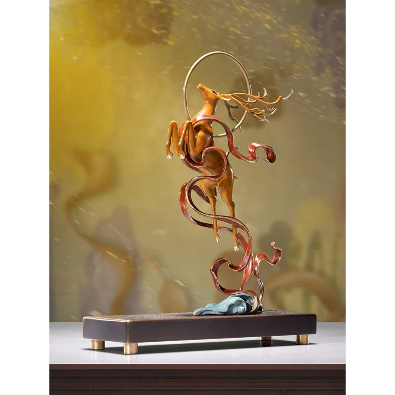 X Dunhuang Academy of Fine Arts Luwang Qiankun Living Room Bronze Statue Deer Decoration Hallway Study Gift
