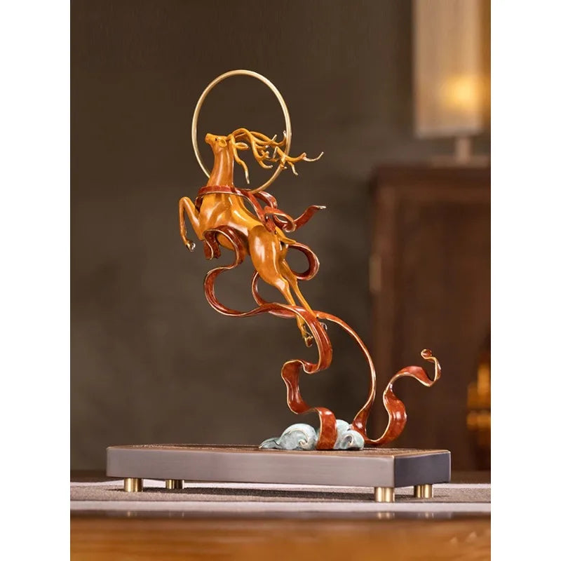 X Dunhuang Academy of Fine Arts Luwang Qiankun Living Room Bronze Statue Deer Decoration Hallway Study Gift