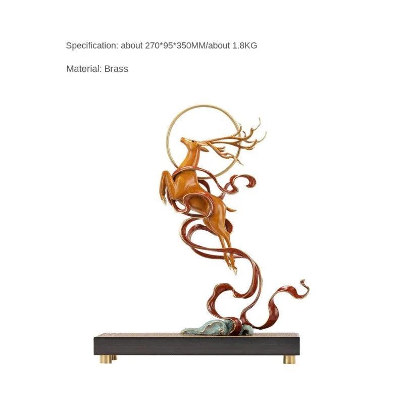 X Dunhuang Academy of Fine Arts Luwang Qiankun Living Room Bronze Statue Deer Decoration Hallway Study Gift