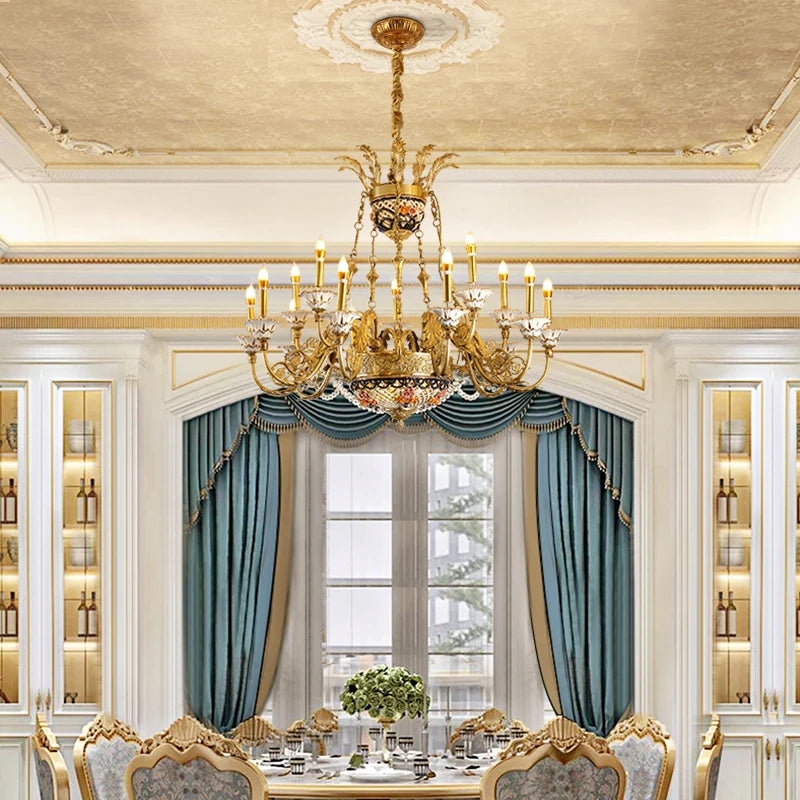 XUANZHAO Brass French Style Chandelier Luxury High-End Design Villa Hotel Lobby Living Room Decorative Lamp