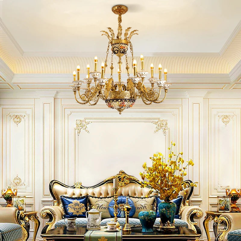 XUANZHAO Brass French Style Chandelier Luxury High-End Design Villa Hotel Lobby Living Room Decorative Lamp