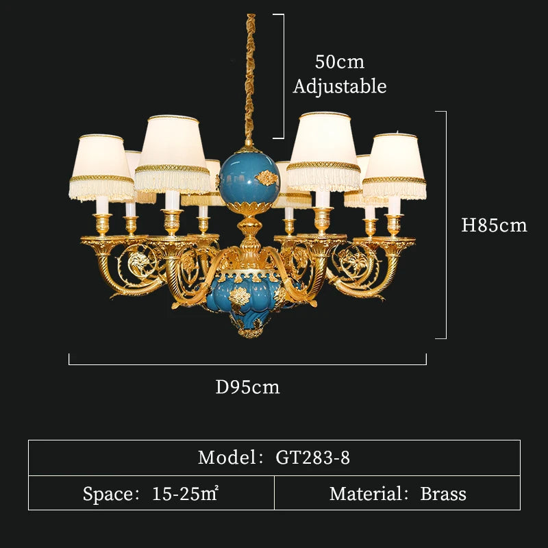 XUANZHAO French All-Brass Carved Chandelier Hotel Creative Chandelier Villa Hall Luxury Art Chandelier