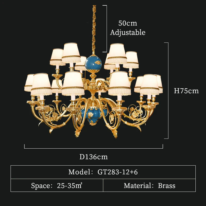 XUANZHAO French All-Brass Carved Chandelier Hotel Creative Chandelier Villa Hall Luxury Art Chandelier