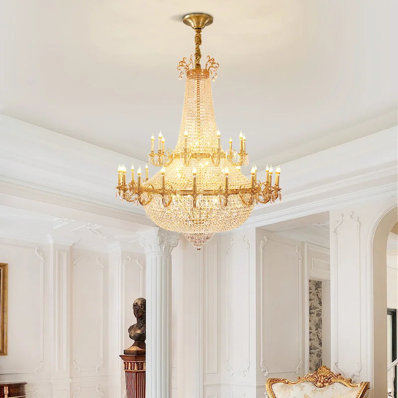 XUANZHAO French Style Copper Hotel Villa Lobby Restaurant Custom Large Crystal Chandelier Luxury Art Decoration Lamp