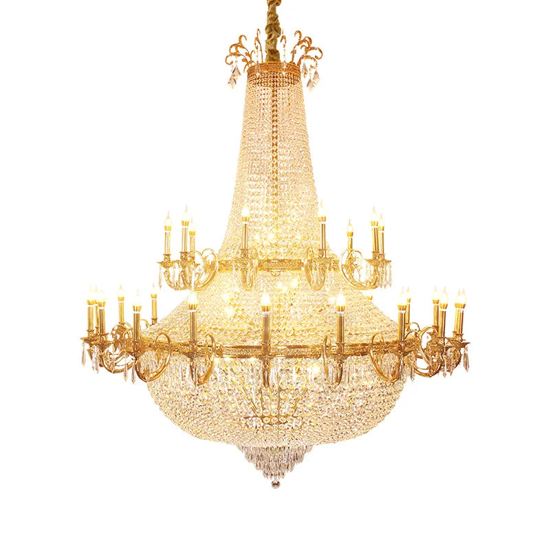 XUANZHAO French Style Copper Hotel Villa Lobby Restaurant Custom Large Crystal Chandelier Luxury Art Decoration Lamp