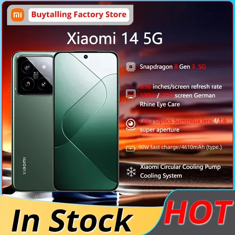 Xiaomi 14 5G Mobile Phone 6.73inch Snapdragon 8 Gen 3 50MP Leica Camera 120HZ OLED Screen 90W Wired Second Charging