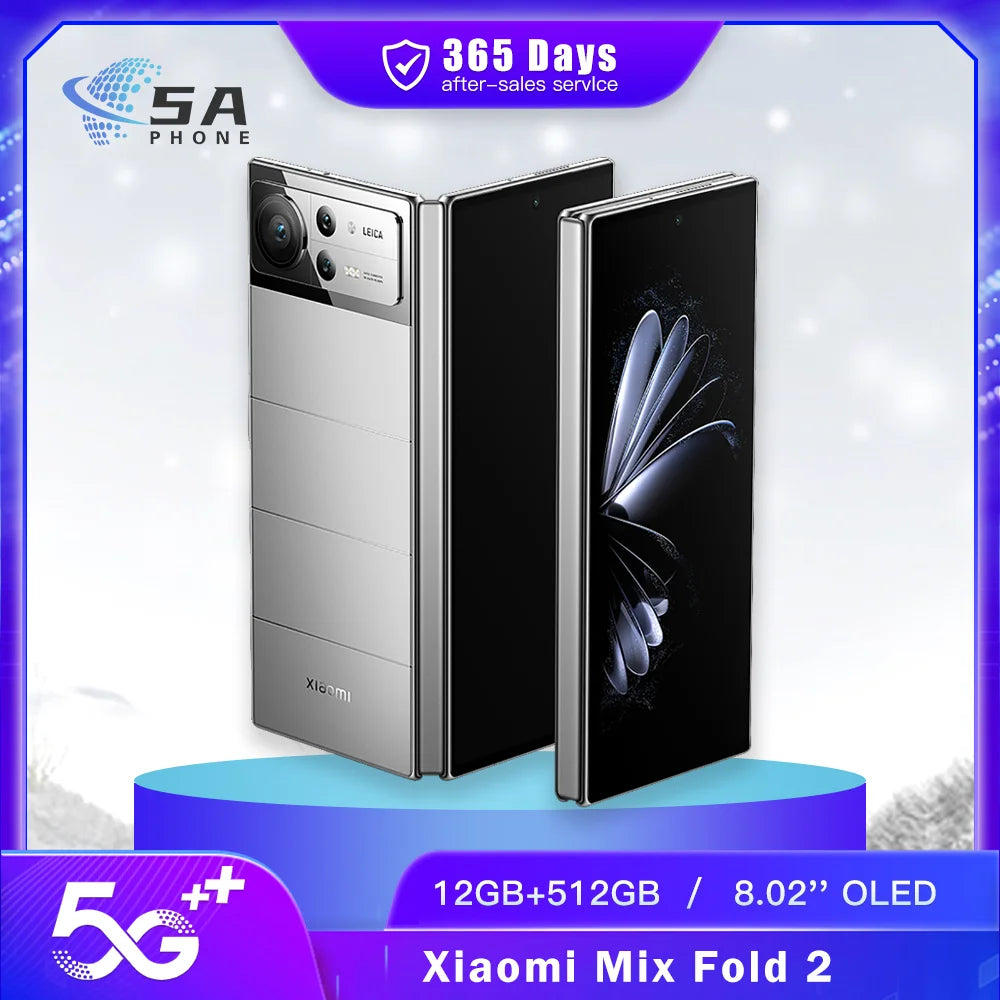 Xiaomi Mix Fold 2 5G SmartPhone 12GB+512GB Dual SIM 8.02'' Foldable Screen 50MP+8MP+13MP+20MP Snapdragon 8+ Gen 1 Mobile Phone