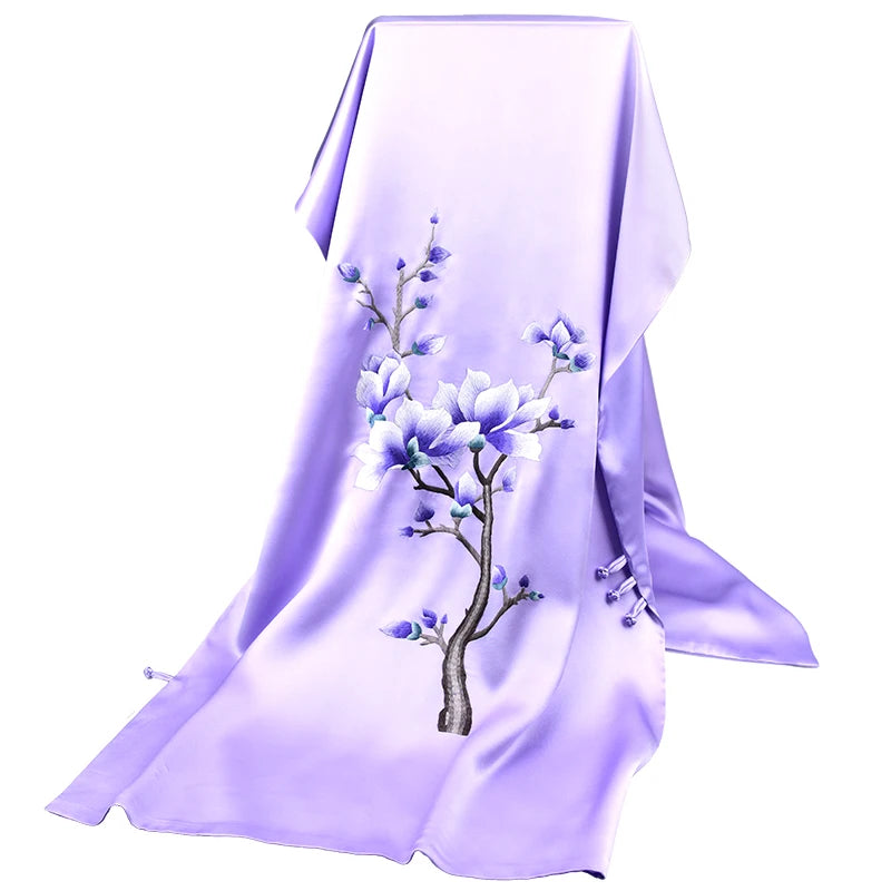 Xiuzhuang Self sells 2023 New Festival Gifts to Elderly Customers with Handmade Embroidered Silk Scarves and Shawls